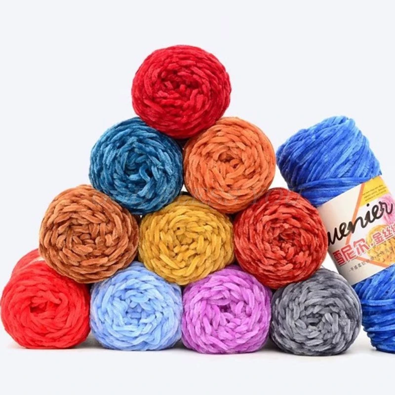 100g Chenille Velvet Yarn Wram Solid Color Hand-Knitted Thick Crochet Thread