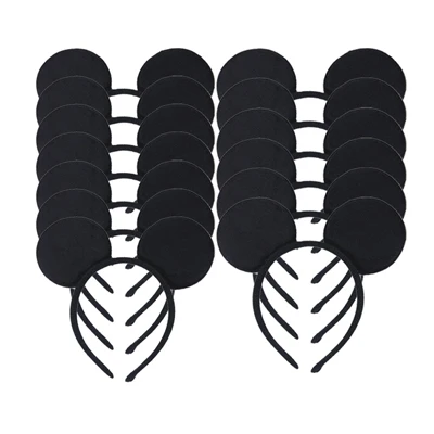 Black headband 12 шт., уши Минни Маус, повязки на голову, белый горошек, розовый бант, повязки на голову для детей на день рождения, вечеринку, Хэллоуин, принадлежности, аксессуары для волос - Цвет: Black headband