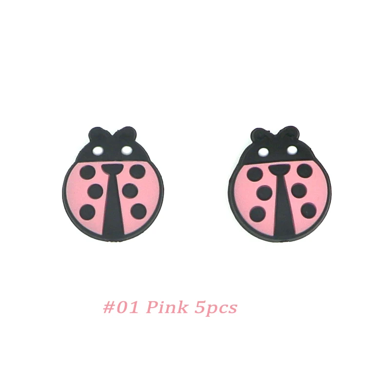 Pink 5pcs Kovict 5/10 шт 27 мм милые Мини Божья коровка силиконовые бусины животные Детские Прорезыватели для зубов бусины для DIY ожерелье аксессуары игрушки - Цвет: Pink 5pcs