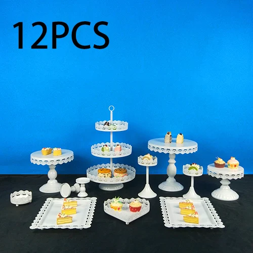 12PCSlove Tobs Cupcake Stand белый душевный торт стенд набор с кружевным краем для свадьбы, дня рождения, дня рождения, чая Инструменты для выпечки - Цвет: 12PCSlove