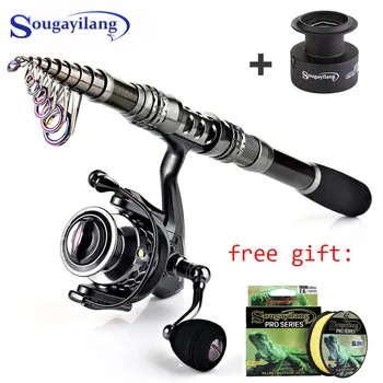 

Sougayilang Carbon Fiber Spinning Fishing Rod Pole and Fishing Reel Combo Telescopic Fishing Pole Spinning Reel Kit