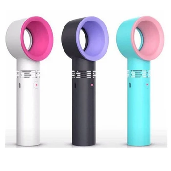 

USB Rechargeable Portable Bladeless Fan Handheld Mini Cooler No Leaf Handy Fan With 3 Fan Speed Level LED Indicator