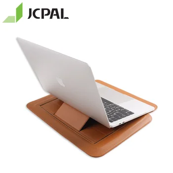 

JCPAL Premium PU Laptop Sleeve and Foldable Stand for MacBook 13" inch Notebook Bag Ergonomic Adjustable Bracket