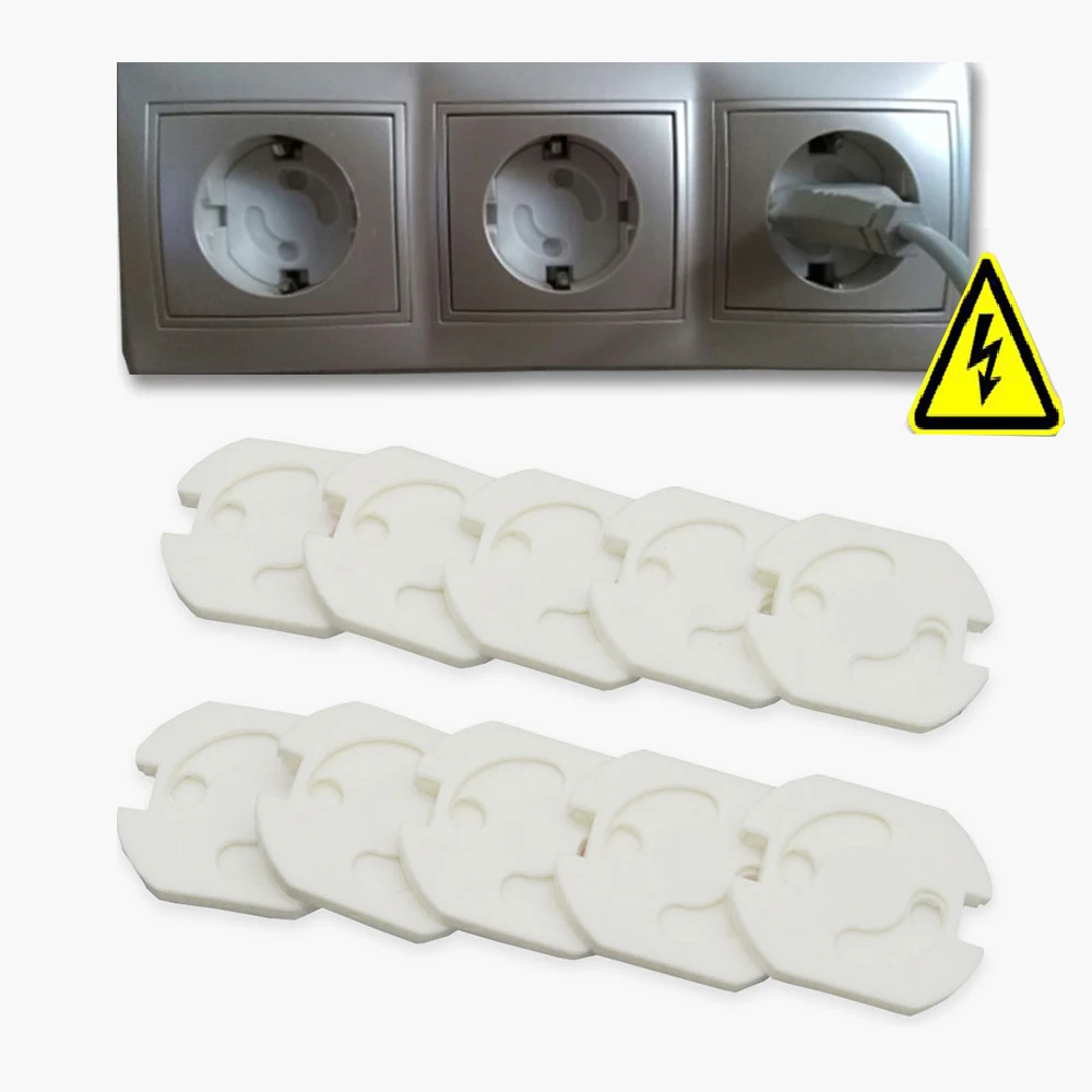 

10Pcs Baby Safety Rotate Cover 2 Hole Round European Standard Children Against Electric Protection Socket Plastic Security Locks