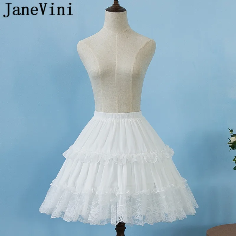 JaneVini пышная короткая белая свадебная юбка Черное Кружевное бальное платье кринолиновый подъюбник Свадебный подъюбник юбка платье для взрослых