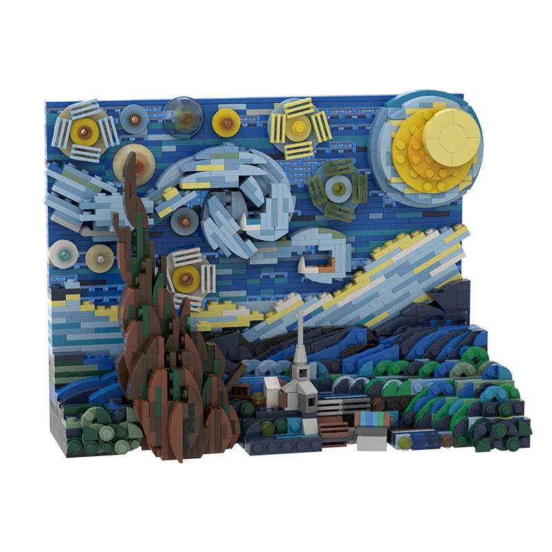 

Pixel Art Mosaic Painting MOC Set DIY Starry Van Gogh Pixel Painting World Masterpiece Building Block Gift Decorative Painting