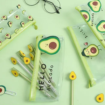 

Cute Avocado Pencil Case Transparent School Student Office Stationery Bag J9