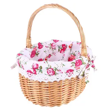 

1Pc Fruit Holder Wicker Storage Box Hand-Woven Flower Basket Home Kitchen Storage Basket
