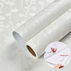 Off-white Leaves Peel and Stick Wall Sticker White Embossing Contact Paper  Self-Adhesive Removable Waterproof Wallpaper Decor