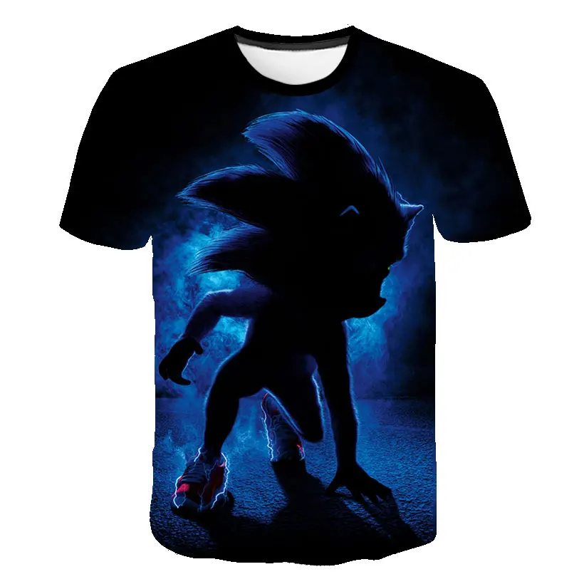 Летняя футболка 2020 года футболки Sonic the Hedgehog для маленьких мальчиков с объемным