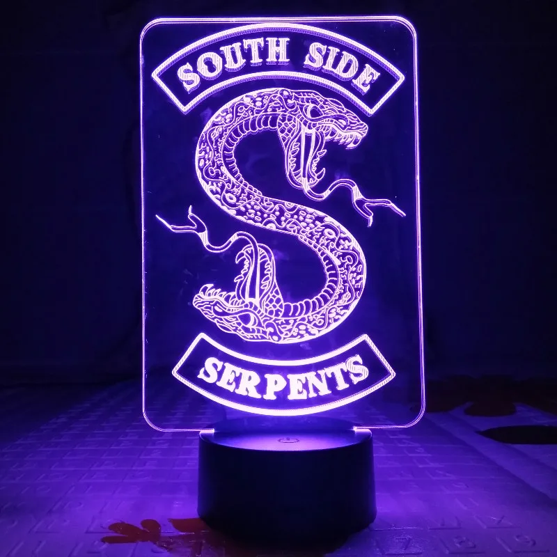 ТВ серии Riverdale "South Side serpents" Змея логотип светодиодный ночной Светильник Украшения в спальню друг подарок на день рождения Настольная лампа Ночной светильник