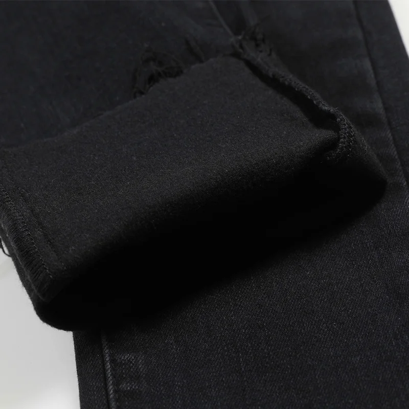 Autumn jeans female casual solid color decorative buttons Slim jeans