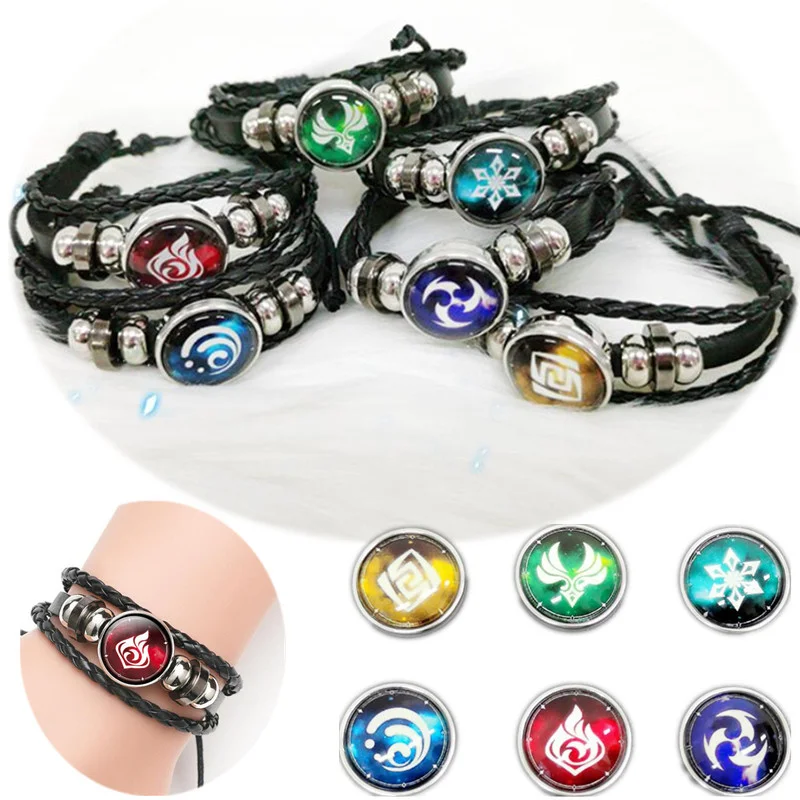 

Genshin Impact Game Cosplay Prop Eye of God Water Wind Thunder Fire Rock Ice Element Bracelet Jewelry Accessories