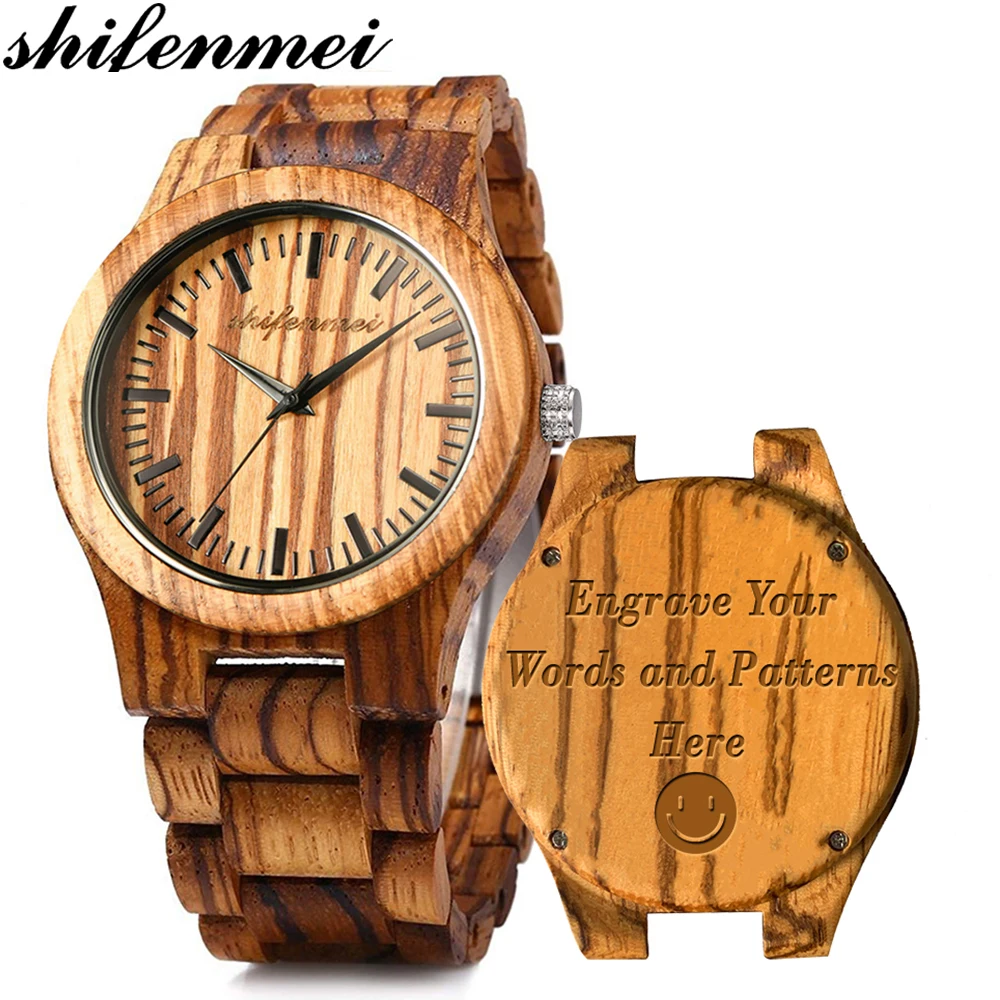 Custom Gifts Shifenmei деревянные часы, персонализированные Мужские часы с гравировкой,, роскошные брендовые наручные часы на заказ, деревянные часы для мужчин, мужские часы - Цвет: Custom Gifts