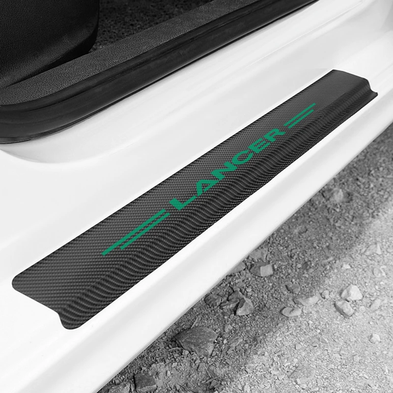 Защита для входа в дверь автомобиля для Mitsubishi Lancer, автомобильный порог, приветственная наклейка на педаль, Виниловая наклейка из углеродного волокна, автомобильный Стайлинг, 4 шт