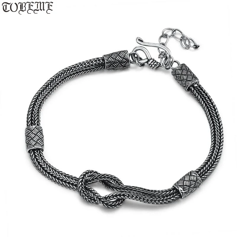 Handcrafted 925 Silver Chain Bracelet Vintage 925 Sterling Braided Bracelet Thai Silver Women Bracelet
