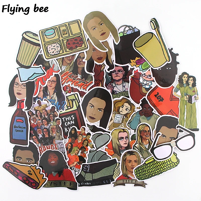 Flyingbee 35 шт. оранжевый Новая черная наклейка модная ПВХ наклейка s для DIY багажа ноутбука скейтборда автомобиля стикер s X0351