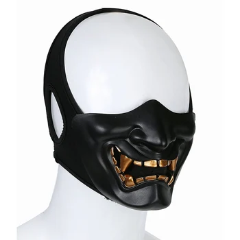 

Skull Samurai Half Face Paintball Mask Hunting Wargame Military Army Airsoft Tactical Masks Halloween Costume Cosplay