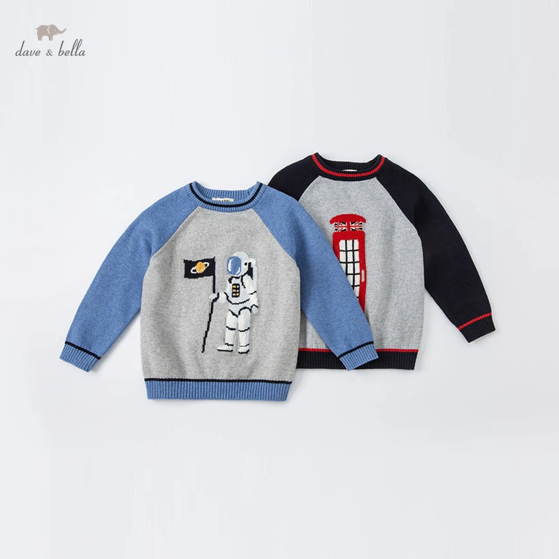 DKY18600 데이브 벨라 겨울 5y-13y 아이 소년 의류 어린이 패션 나비 스웨터 appliques 스웨터 소년 고품질의 옷