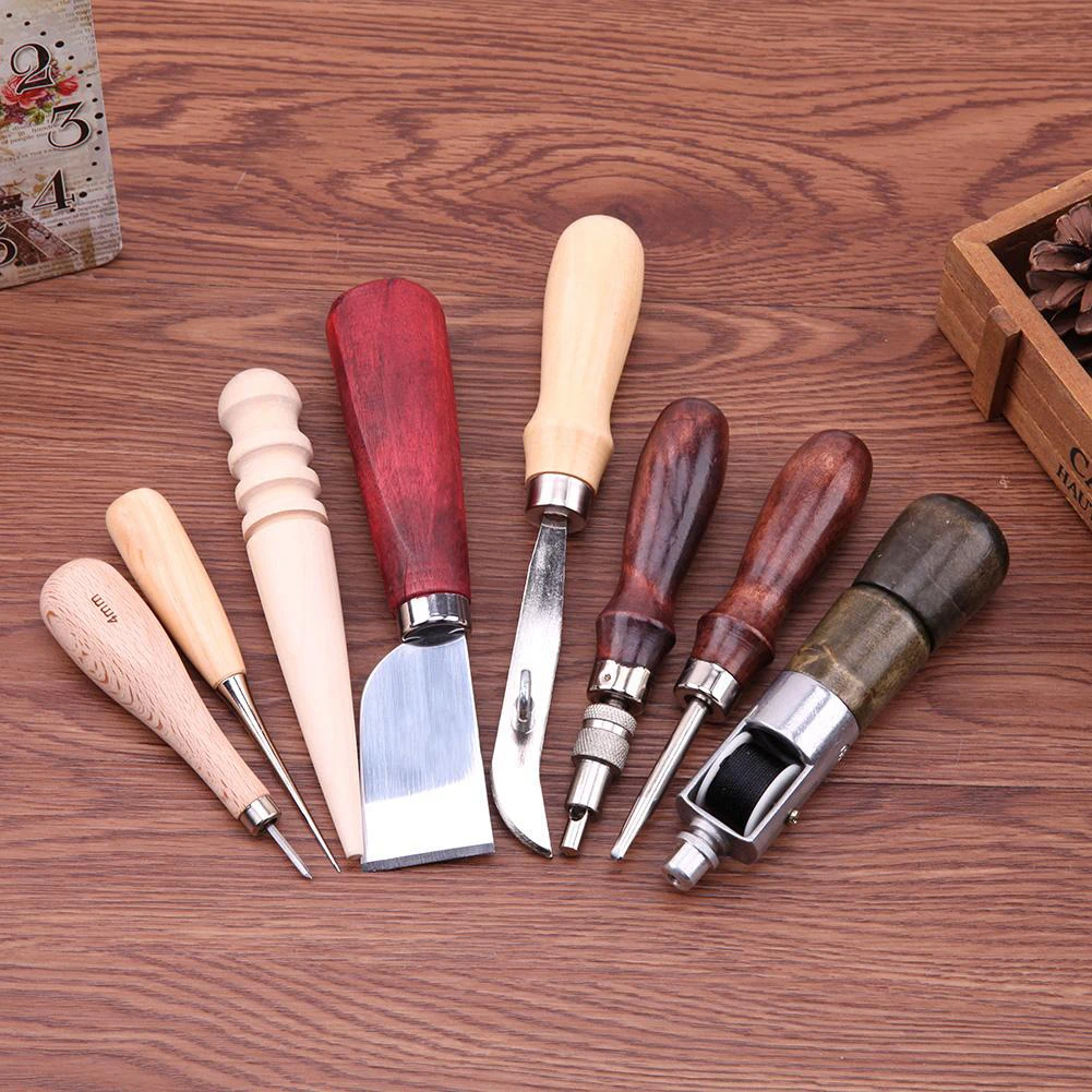 18 шт., набор инструментов для шитья, рукоделия, рукоделия, кожевенные инструменты, инструмент для обработки кожи, изготовленный по индивидуальному заказу