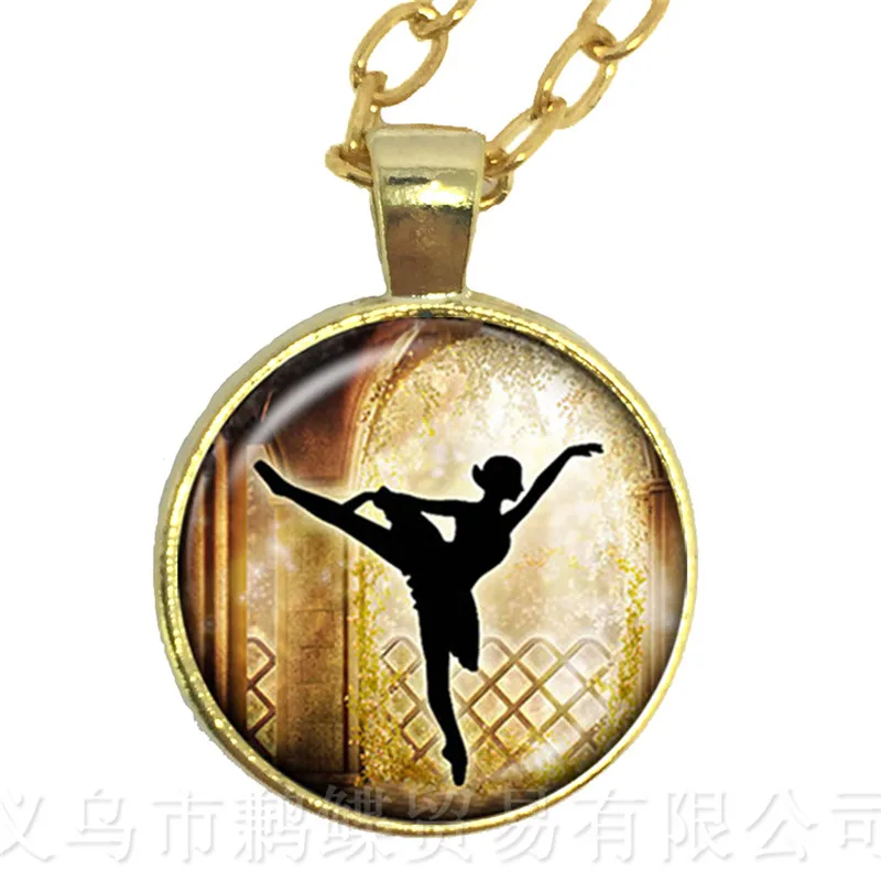 2018 New Trendy Pendant Necklace 25mm Glass Cabochon Charm Sweater chain For Women Ballet Dancer Wonderful Gifts | Украшения и