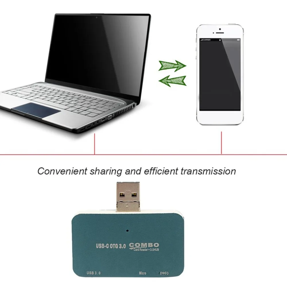 Алюминиевый сплав Универсальный USB3.0 и Micro USB 2 в 1 интерфейс Поддержка USB 3,0 концентратор безопасности цифровая карта памяти TF кард-ридер