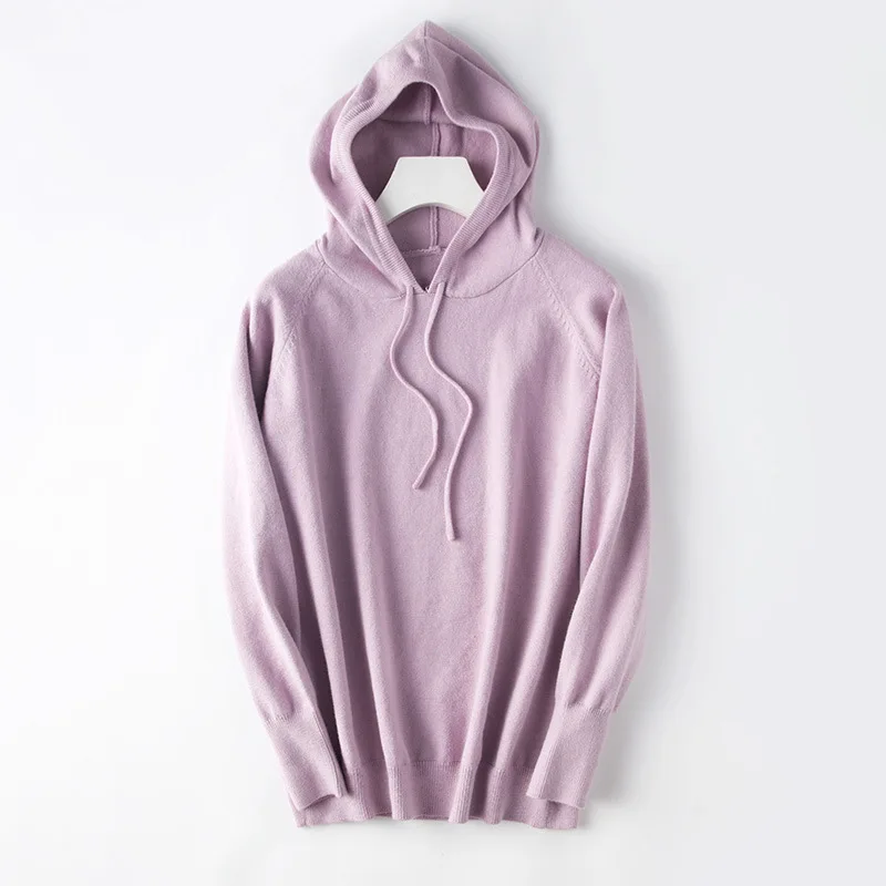 Light Purple Новинка зимы, женские толстовки, одноцветные, с длинным рукавом, с капюшоном, пуловеры, повседневные, свободные, разные цвета, модные женские толстовки - Цвет: Light Purple
