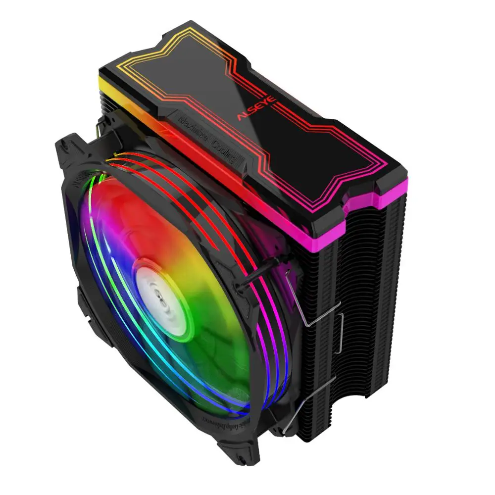 Alseye Cooler Ajustável Rgb Iluminação 120mm Pwm 4 Pinos Suporte 5v-3pin Aura - Fusão Calor-tubo Lga1200 M120d Cpu - Imagem 4