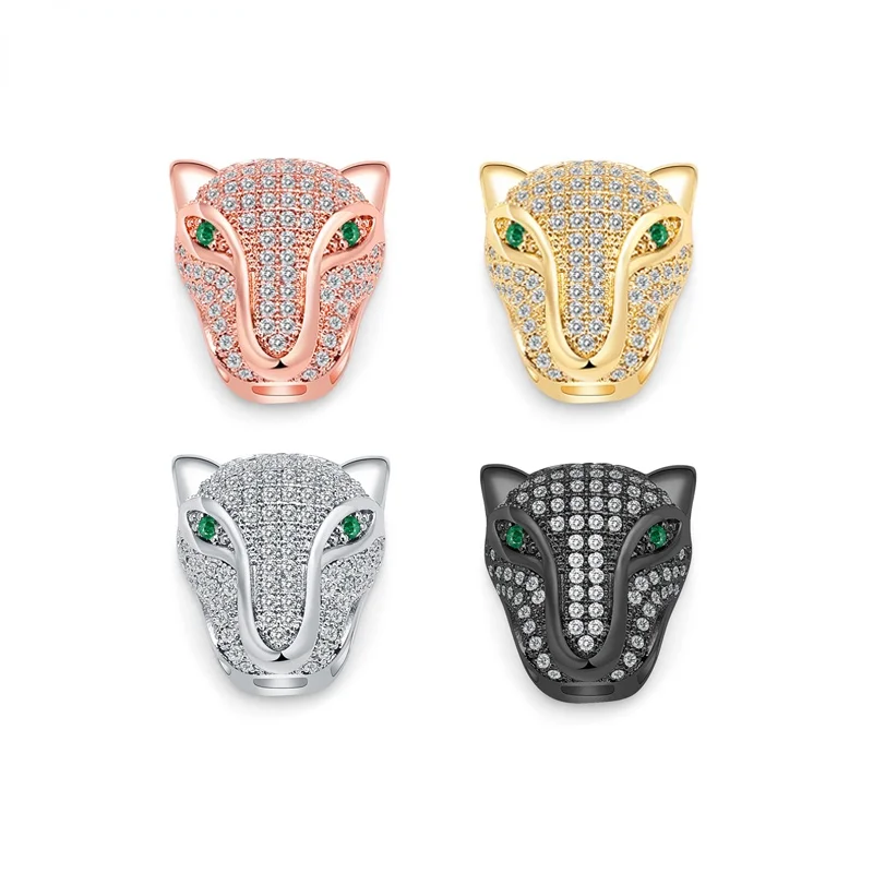 1Piece Panther Animal Leopard Head AAA Zircon Bead Copper Spacer Beads Charms Jewelry Making DIY Bracelet Necklace Factory Price | Украшения