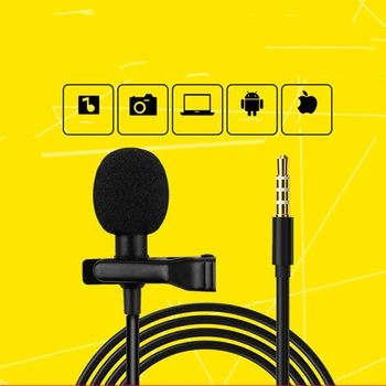 

Mini Portable Microphone Condenser Clip-on Lapel Lavalier Mic Wired Mikrofo/Microfon for Phone for Laptop 1.45m