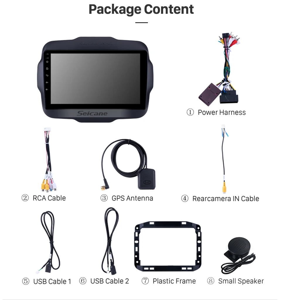 Excellent Seicane 9" Android 8.1 2Din Car GPS Radio For 2016 Jeep Renegade Multimedia Player with USB Bluetooth WIFI 1080P Aux 19