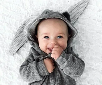 

1PCS Baby Romper Children Cute Rabbit Hooded Long Sleeve Jumpsuit Cotton Newborn Baby Rompers Kids Climbing Clothes
