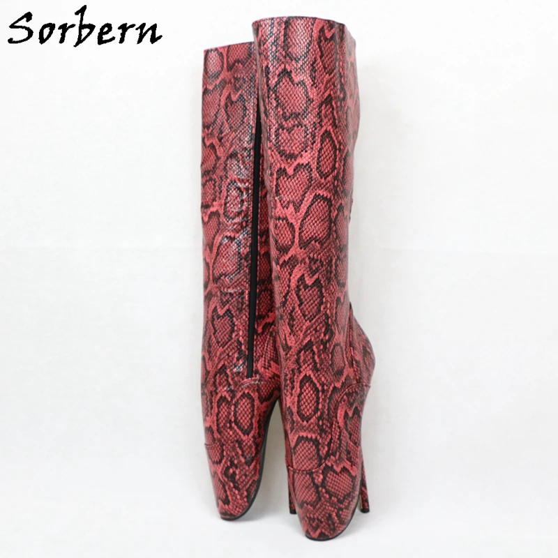 Sorbern/Сапоги до колена из питона; Vagan; Балетные туфли на шпильках 7 дюймов; на заказ; широкий покрой; длинные сапоги; унисекс; большие размеры 36-46
