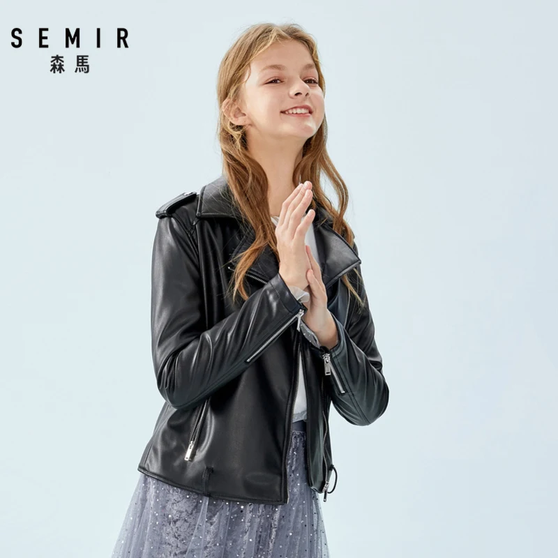 Semir кожаная куртка женская весна и осень новая кожаная куртка шикарный порт ветер отворотом мотоциклетная одежда кожаная куртка fa