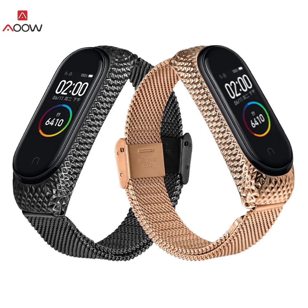Mi lanese ремешок для Xiaomi mi Band 3 4 металлический ремешок для часов умный Браслет mi Band 3 сменные ремешки для часов mi 3