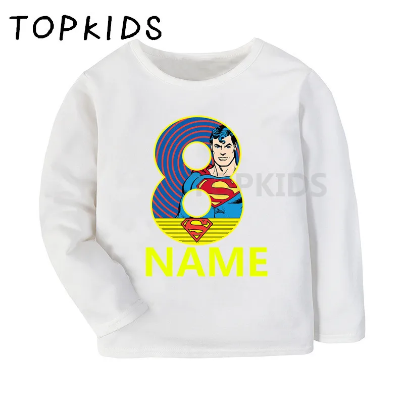 Г., футболка с принтом супергероя для мальчиков и девочек на день рождения, с цифрой 1 до 9 детская футболка с длинными рукавами забавная одежда для малышей LKP2428 - Цвет: Hn