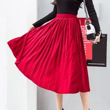 JAYCOSIN, модная бархатная плиссированная юбка для женщин, высокая эластичная талия, Осень-зима, Элегантные повседневные одноцветные юбки средней длины для офиса 1125