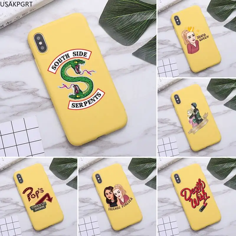 

American TV Riverdale Snakes Phone Case for iPhone 11 Pro Max X XR XS 8 7 6s Plus Candy yellow Silicone Cases