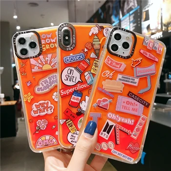 

Graffiti Luminous Neon Sand Case For iPhone 11 Pro XS Max X XR 8 7 6S 6 Liquid Glitter Quicksand Dynamic Glow Dark Phone Cover