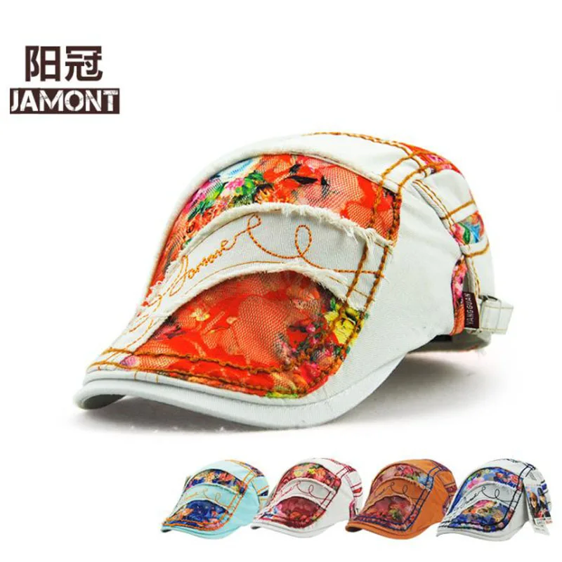 [JAMONT] Летняя женская шапка, кружевной берет, шапка s для женщин, хлопковая остроконечная шляпа, козырьки, Солнцезащитная плоская кепка, газетный берет, Boina Gorras Planas