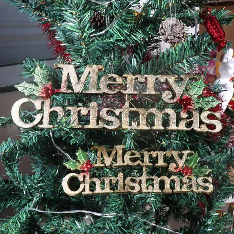 Подвески с надписью «Merry Christmas», украшения с золотыми буквами, дверная бирка, Рождественская елка, подвеска с буквами, рождественские украшения для дома