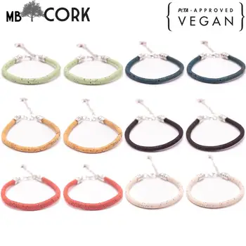 

5MM round colorful cork cord Handmade bracelet BR-01-MIX-12