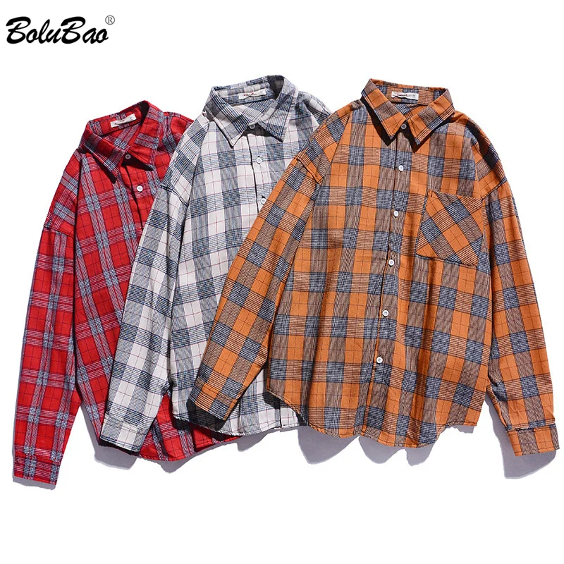 BOLUBAO брендовая мужская клетчатая рубашка с длинным рукавом, осенняя мужская Удобная тонкая рубашка, мужские деловые Повседневные Рубашки, Топы