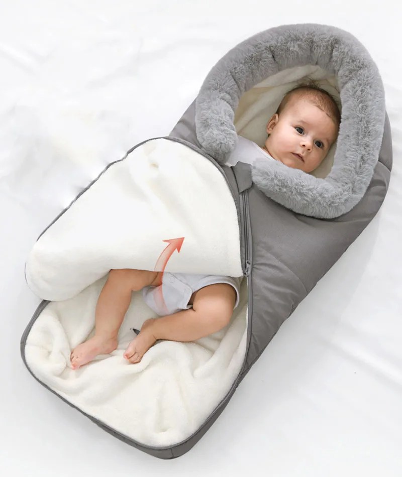 

Baby stroller Sleeping Bag 92cm Newborn Envelop Wool Baby Sleeping Bag 4 Colors Stroller Warm Bag for Kids