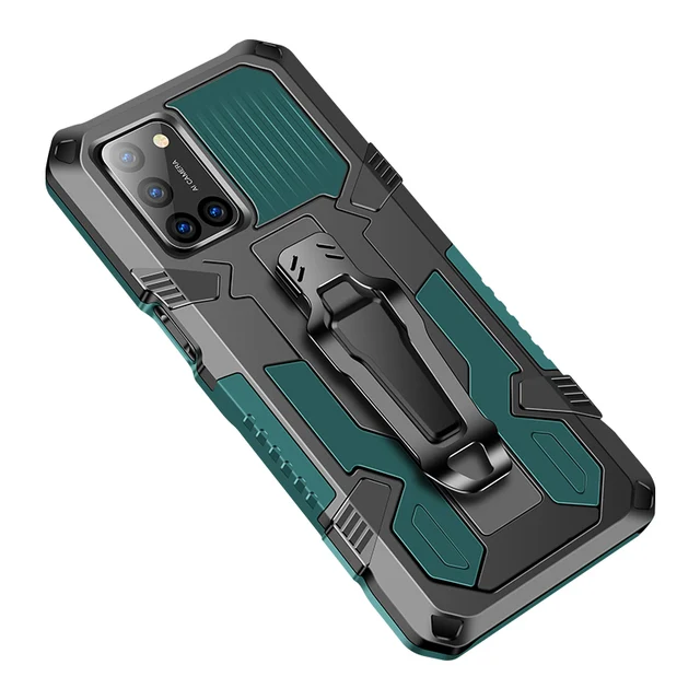 Shockproof Phone Case For OPPO A5 A7 A12 A9 A8 A32 A52 A53 A72 A92 A73 A15 Car Holder Back Clip Cover For OPPO A3S A5S A11K A1K Green