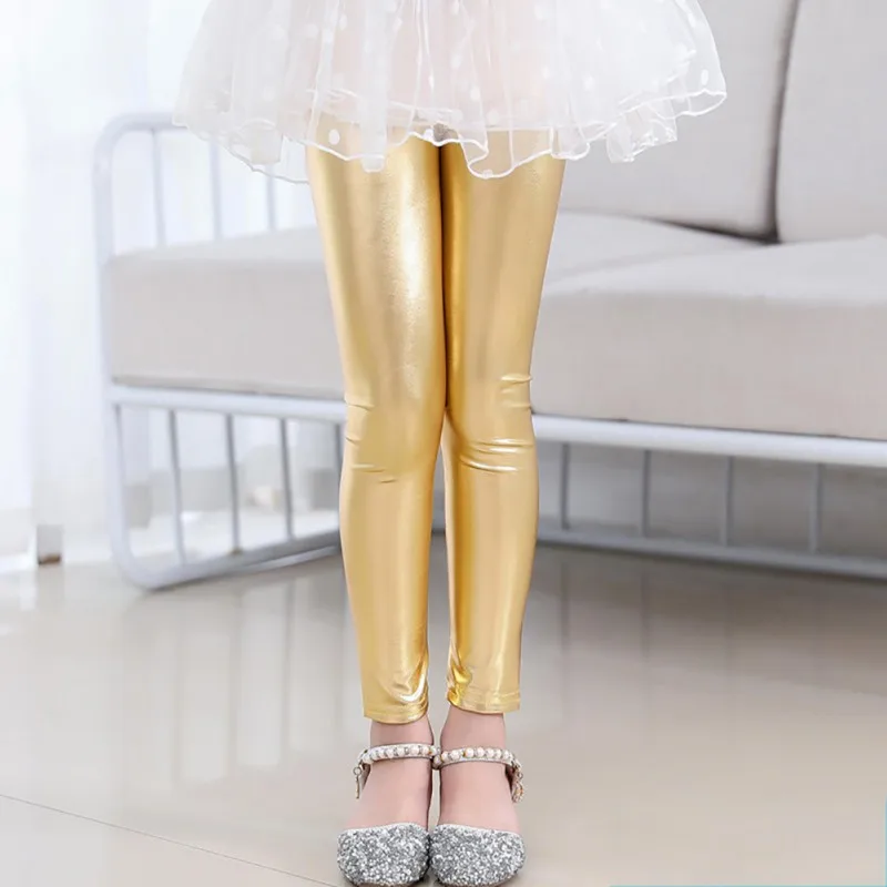 

1-9Y oddler Baby Kids Girls Metallic Color Shiny Pants Leggings Children Cute Stretchy Trousers Bottoms New