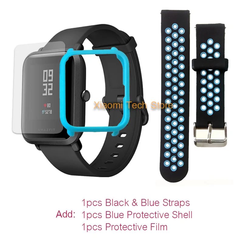 Blue Blue film. Смарт-часы Amazfit Bip на английском языке Huami, gps, умные часы, Android iOS, монитор сердечного ритма, 45 дней, срок службы батареи IP68 - Цвет: Blue Blue film.
