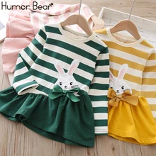 Humor Bear/ г. Новое модное платье с длинными рукавами для девочек детское весеннее платье на бретелях с кроликом для девочек, платья для малышей милое платье