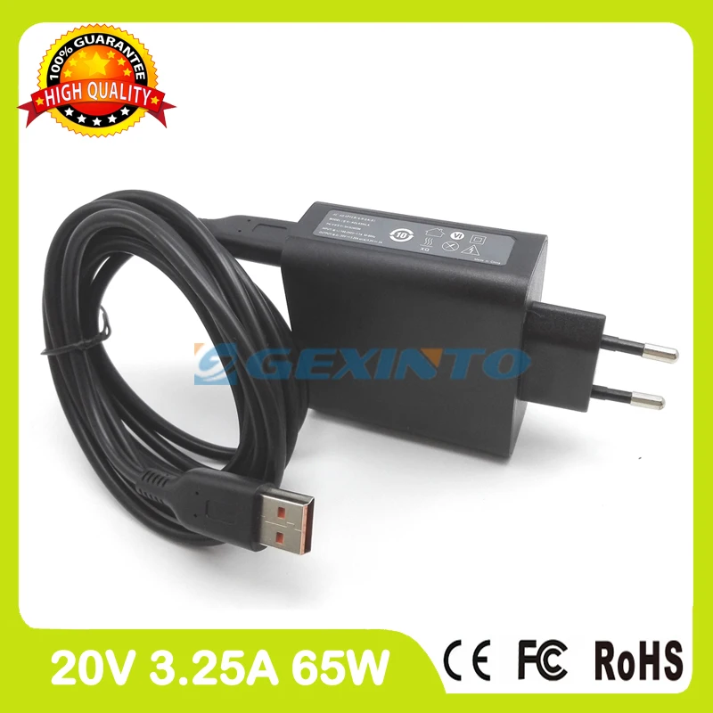 With USB Cable 20V 3.25A 5,2 V 2A USB AC адаптер питания для lenovo Miix 4-12ISK Yoga 3 Pro-1370 только для Core i7 зарядное устройство ADL65WDG EU вилка - Цвет: With USB Cable