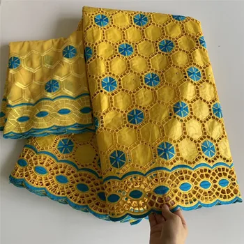 

7yards nigerian lace fabric 2020 high quality lace tissu african cotton bazin riche fabric latest embroidery lace guinea brocade